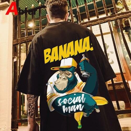 Abfer 2021 Hip Hop T Shirt Men Cartoon Tshirt Chimpanzee Oversized T-Shirts Harajuku Streetwear Summer Short Sleeve Tops Tees