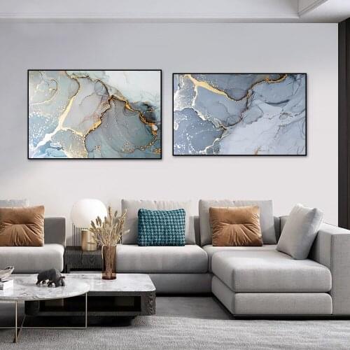 Abstract Grey Marble Gold Foil Painting On Canvas Fashion Nordic Colorful Posters And Prints Wall Art For Living Room Home Decor