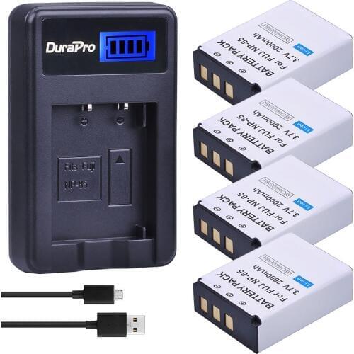 4PC 2000mAh NP-85 NP 85 Rechargeable Camera Battery +LCD USB Charger for Fujifilm FinePix S1 SL240 SL260 SL280 SL300 SL305 NP-85