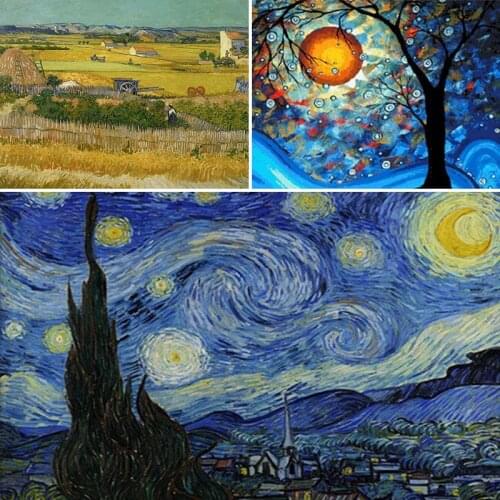 Diamond Painting Van Gogh Starry Night 5D Handmade DIY Diamond Embroidery Pattern Diamond Painting Set Diamond Mosaic Decor Gift