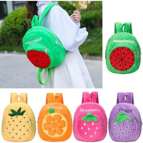 5 Types Children Plush Backpacks Cute Cartoon Fruits Style Stuffed Shoulder Bag for Baby Party Supply School Primary Favor Bags