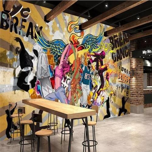 Hip hop street dance street graffiti personality music background wall professional production wallpaper mural