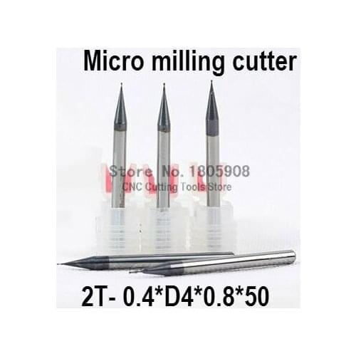 Micro carbide cutter 1PCS 2Flute 2F-0.4*4*0.8*50mm alloy milling cutter, CNC machine,milling machine, CNC milling tools, Nc tool