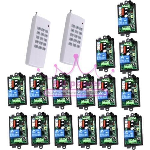 Intelligent learninh code high power wireless remote control switch remote control socket 2 controller with 15 receiver 220v