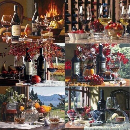 Full round 5D DIY diamond painting wine fruit diamond embroidery cross stitch rhinestone picture mosaic home decoration TT884