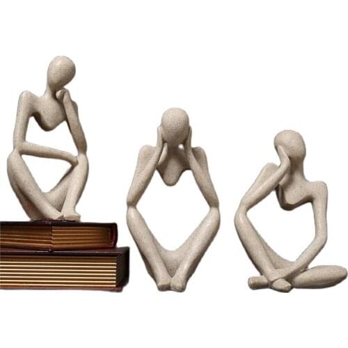 Creative Thinker Statues Ornaments Miniature Sculptures Decoration Retro Desk Accessories Modern Home Decoration Resin Crafts