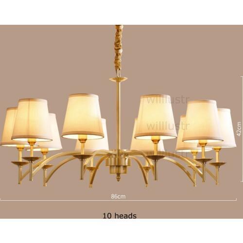 Willlustr copper pendant lamp fabric shade Chandelier modern suspension lighting american country bronze brass hanging light