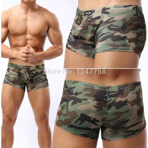 Mens Camouflage Underwear Bikinis Boxers Bulge Pouch Boxers