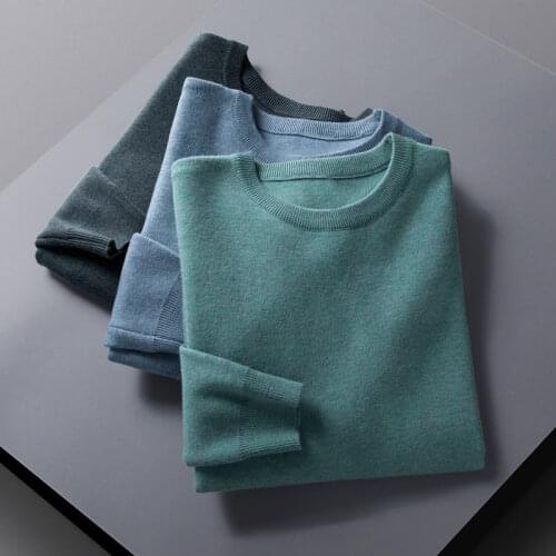 2021 Autumn and Winter New Men Solid Color Round Neck Sweater Fashion Casual Pullover Sweaters Male Brand Clothes 7 Colors D111