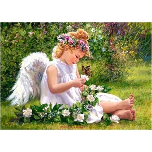 Needlework Crafts & Gift 14 ct Full embroidery Cotton threads DIY French DMC Quality Counted Cross Stitch Kit/Set Garden Angel