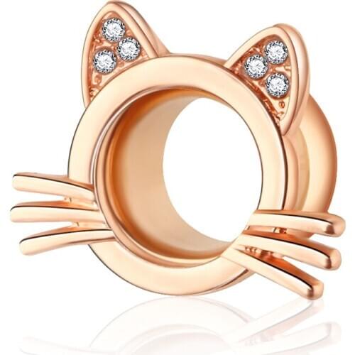 Stainless Steel Black Cat Ear Plugs Gauge Earring Zircon Reamer Ear Plug And Tunnel Flesh Strecher Piercing Oreja Dilataciones