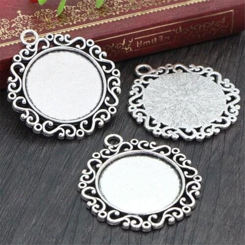 New Fashion 5pcs 25mm Inner Size Antique Silver Plated Cool Style Cabochon Base Setting Charms Pendant (A6-04)