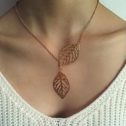 New Pendant Simple and Fresh Leaves Lotus Lotus Sun Tassel Short Necklace Bone Chain