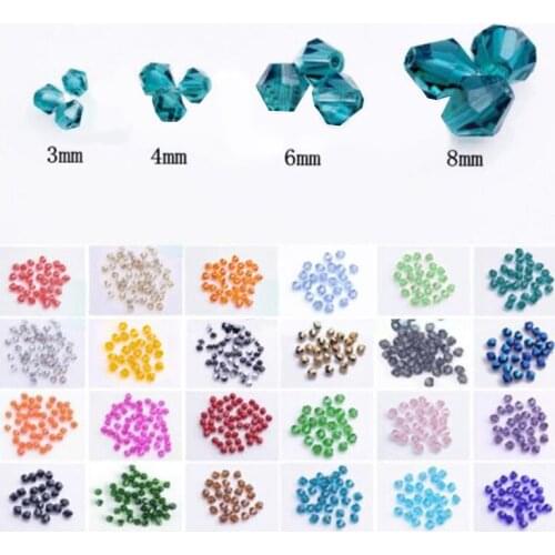 Wholesale 3mm/6mm/8mm Bicone Faceted Crystal Glass Loose Beads for Jewelry Making