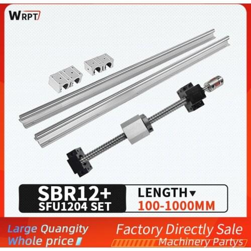 SBR12 linear guide support+SBR12UU+SFU1204 ball screw of any length+BKBF10/EKEF10/FKFF10 end support block+DSG1204 nut housing