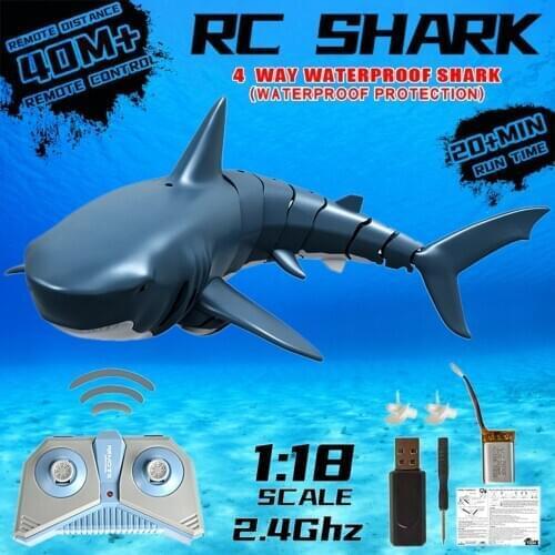 Rc Shark Toys Radio Remote Control Electronic Swim Fish Boat Durable 4 Channel Underwater Toy Funny Swimming Pool Bath Toys Kids