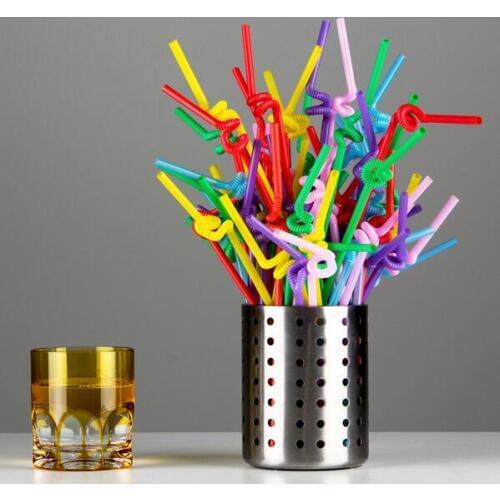 4000pcs Multicolor Food Grade PP Plastic Bar Party Drinking Straws Flexible Bendable Valentines Day Birthday Decor