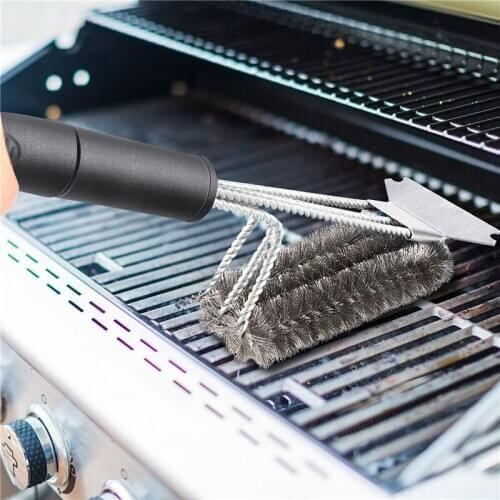 1PC Grill Cleaning Brush BBQ tool grill brush 3 In 1 Stainless Steel Brushes Cleaning bbq Accessories Best Cleaner Barbecue U3