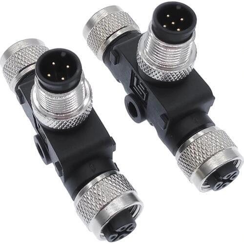 1pcs M12 three-way pipe conversion plug waterproof sensor connector Male Female 4 pin 5 pin