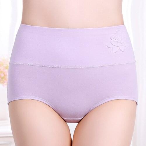 Womens Cotton Panties Elastic High Waist Soft Large Size Comfortable Ladies Underwear Breathable Sexy Briefs ROSE Printed