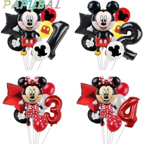 7pcs Disney Mickey Mouse Party Balloons Minnie Mouse Birthday Party Decorations Baby Shower Decor Kids Party Mickey Balloon