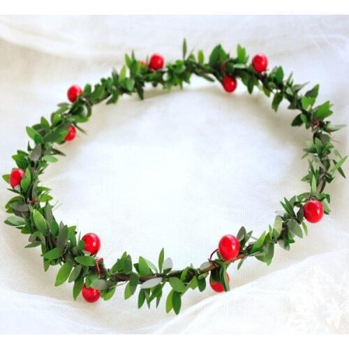 X'mas 2018 Handmade Flower Girl,floral Crown,bridal Halo,graland For Wedding Brides Party Beach,leaves Berries Vine Cute Kids