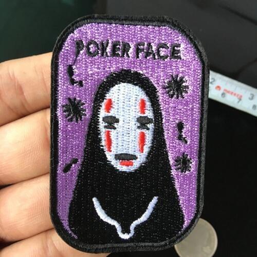 PGY Japanese Moive Star Patches For Clothing Iron On Embroidered Stickers Cartoon Anime Poker Face Coat Bags Appliques Diy Decor