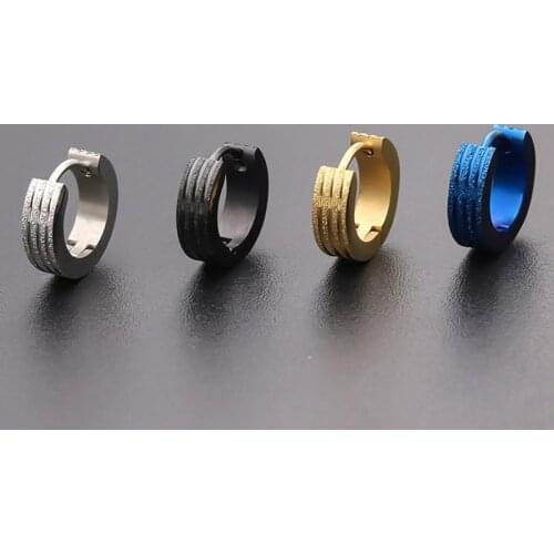 1 Pair New Stainless Steel Circle Earrings For Women Scrub Circle Round Earrings Gold Color Plated Hoop Earring