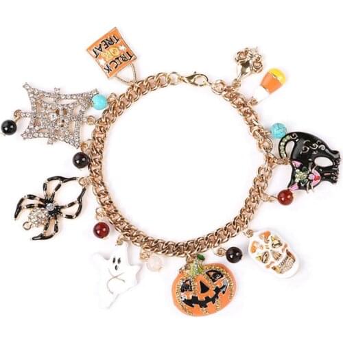 Halloween Bracelet Skull Pumpkin Punk Charm Bracelet Fashion The Nightmare Christmas Bracelet For Women Gift