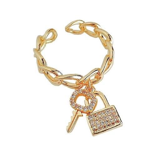 2021 fashion new creative design sense key lock ring female Korean temperament elegant high quality opening adjustable ring