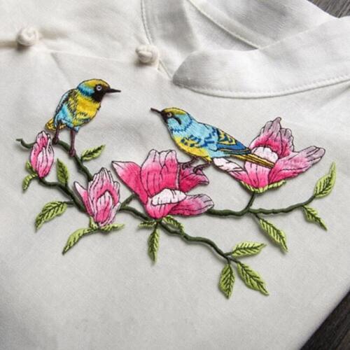 1pcs flower bird logo diy decorative accessories iron patch fabric clothes embroidered applique patches for clothing