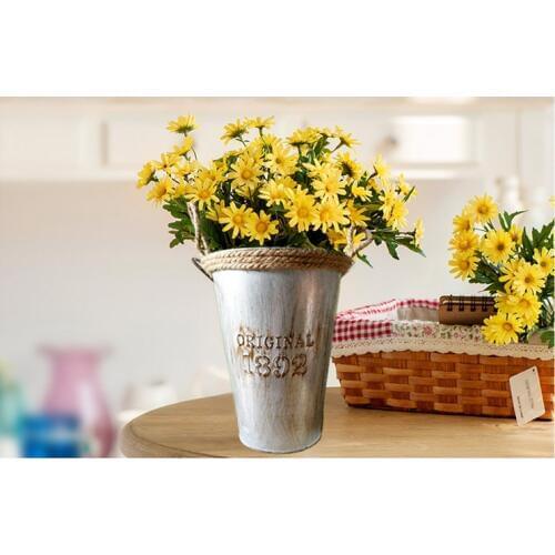 1PC Artificial Pastoral Metal Vases Vintage Tin Flower Pots Barrels Basket Craft for Storage Home Decor Garden Decor MK 008