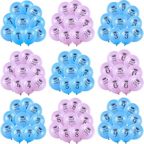 CYUAN 10pcs 1st-15th Year Birthday Balloon Kids Boy Girl Pink Blue Birthday Party Decor Baby Shower Balloon Anniversary Globos