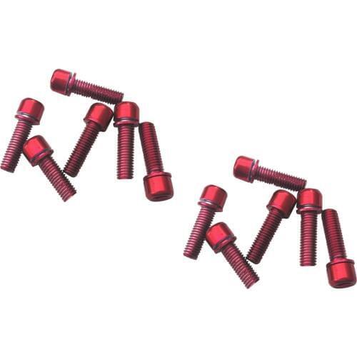 12Pcs Premium Mountain Bicycle Bolts Bike Disc Brake Caliper Screw Bolt M5x18 Replacement Kit, Easy to Use - Red