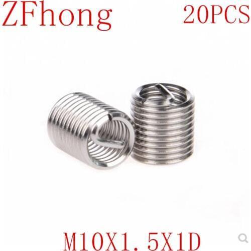 20pcs M10 M10*1D Screw wire Thread Insert Stainless Steel Coiled Wire Helical Screw Sleeve