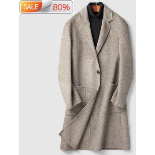 2020 Wool Coat Men Double-sided Cashmere Long Jacket Korean Mens Overcoat Coats and Jackets Abrigo Hombre D-AZ-A06 J3755