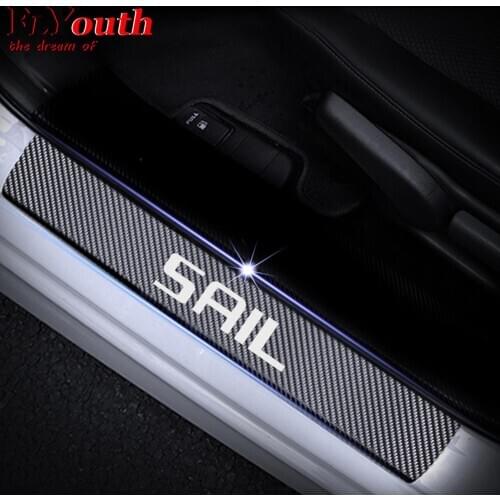 Car Door Sill Scuff Plate For Chevrolet SAIL Reflective 4D Carbon Fiber Sticker Welcome Pedal Threshold Auto Accessories 4Pcs
