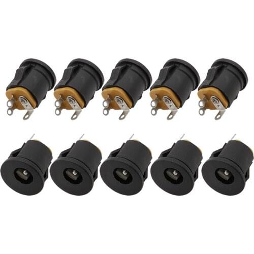 5/10Pcs DC-022K 3 Pin 5.5*2.1mm Jack Socket Connector Female Panel Mount Adapter DC022K 5.5X2.1 DC Charging Socket Interface