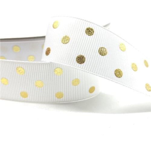 5yards 25mm 1" Grosgrain Ribbon Printed Spot Pattern for Christmas Wedding Decoration DIY Sewing Handmand Craft Accessories #15