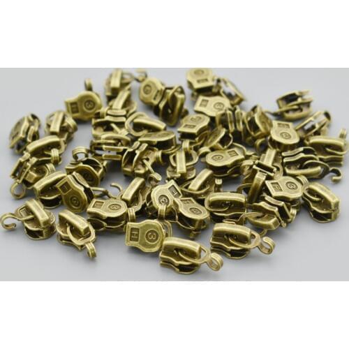 50Pcs/lot 3# Vintage Metal Zipper Head Zipper Slider Luggage Zipper Puller DIY Sewing Accessories Garment Tailor Tools