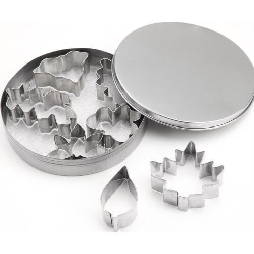 7pcs/set Flower Leaf Cookie Cutters Slicers Stainless Steel Metal Fondant Cake Mold Sugar Paste DIY Cake Decorating Tools RH03