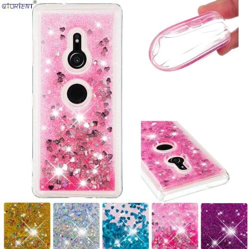Glitter Cover For Sony Xperia XZ3 XZ 3 Soft Silicone Bumper Case H8416 H9436 Cute Dynamic Quicksand Liquid Fitted Phone Cases
