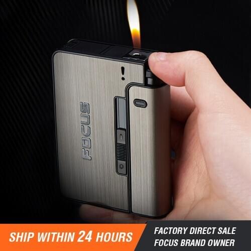 Automatic Cigarette Case Metal Cigarette Boxes 10pcs Cigarette Capacity Can Mount Lighter Men Gadget Tool Nice Gift Dropshipping