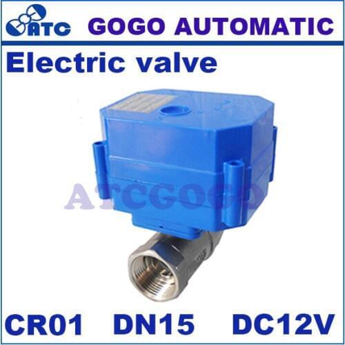 CWX-60P DN15 G1/2" BSP 2 way SS304 6NM torque Motorized electric actuator ball valve for water equipment DC12V CR01 2 wires