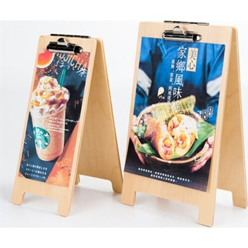 A4 Wood Sign Display Stand Restaurant Menu Paper Price Listing Table Card Holder Stand