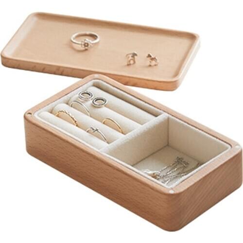 Wood Jewelry Boxes and Packaging Ring Earrings Necklace Travel Jewellery Organizer Storage Case with Magnet Attraction