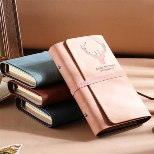 Diary Notepad Office SuppliesRetro Loose Leaf Spiral Binder Notebook Grid Blank Weekly Monthly Plan Note Book PU Leather