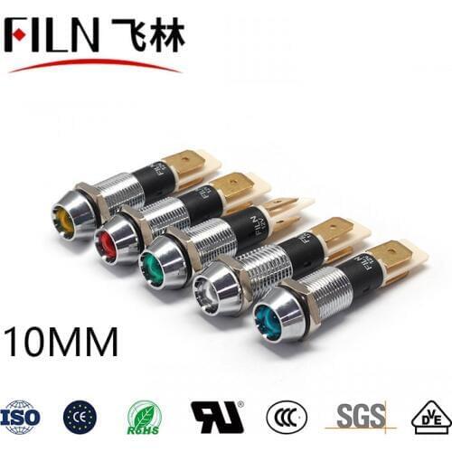 FILN 10mm Hot sale Concave head 12v 24v 220v 110v pilot lights led indicator light circuit