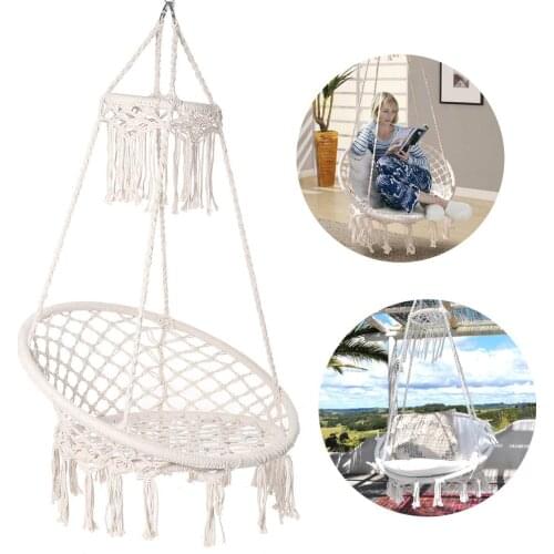 150kg Hammock Chair Nordic Cotton Rope Handmade Knitted Indoor Outdoor Kids Swing Bed Adults Swinging Hanging Chair Hammock