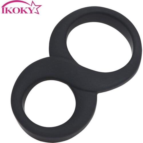 IKOKY Penis Sleeve Adult Products Cock Ring 8 Word Shaped Sex Toys for Men Male Silicone Delay Ejaculation Double Penis Ring